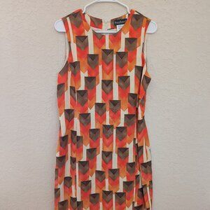 Vintage Harve Benard 70s Matching Dress Blazer Geometric Linen Rayon Sz 6